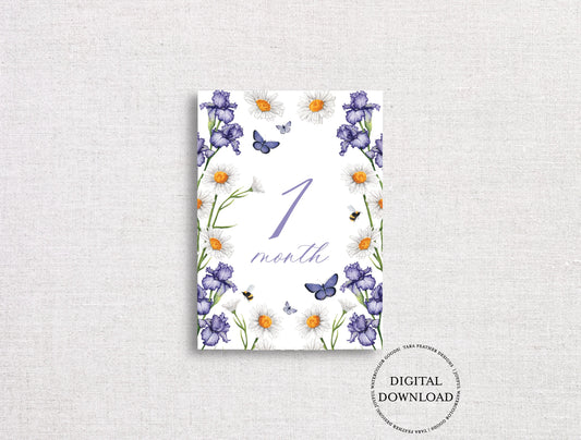 Floral Monthly Milestone Cards | Digital Download