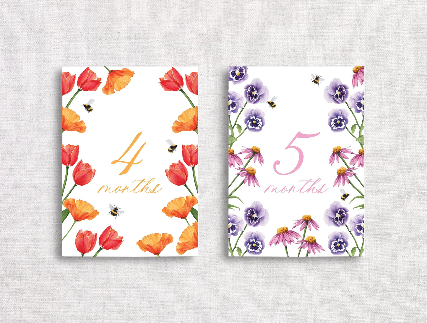 Floral Monthly Milestone Cards | Printed Set