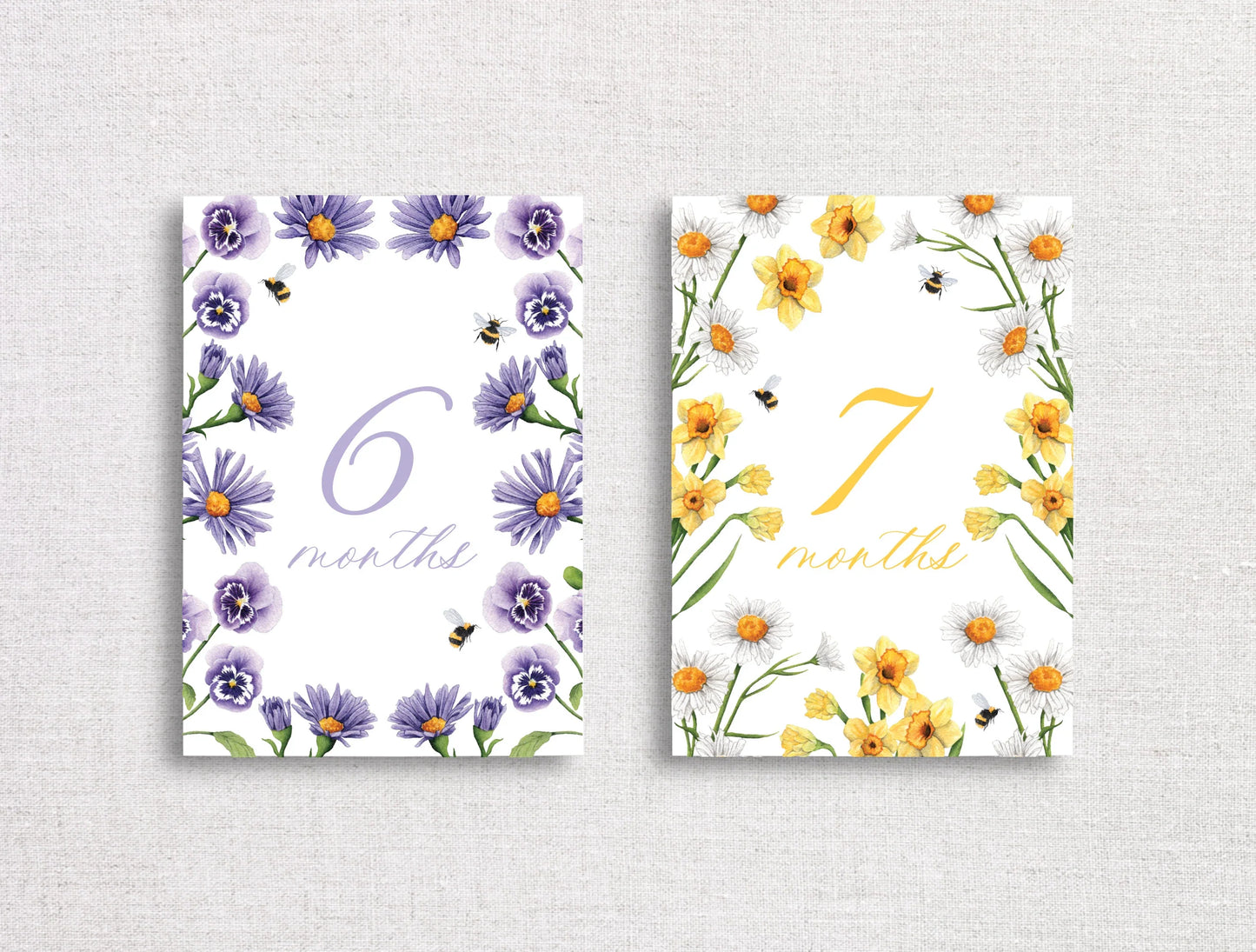 Floral Monthly Milestone Cards | Printed Set