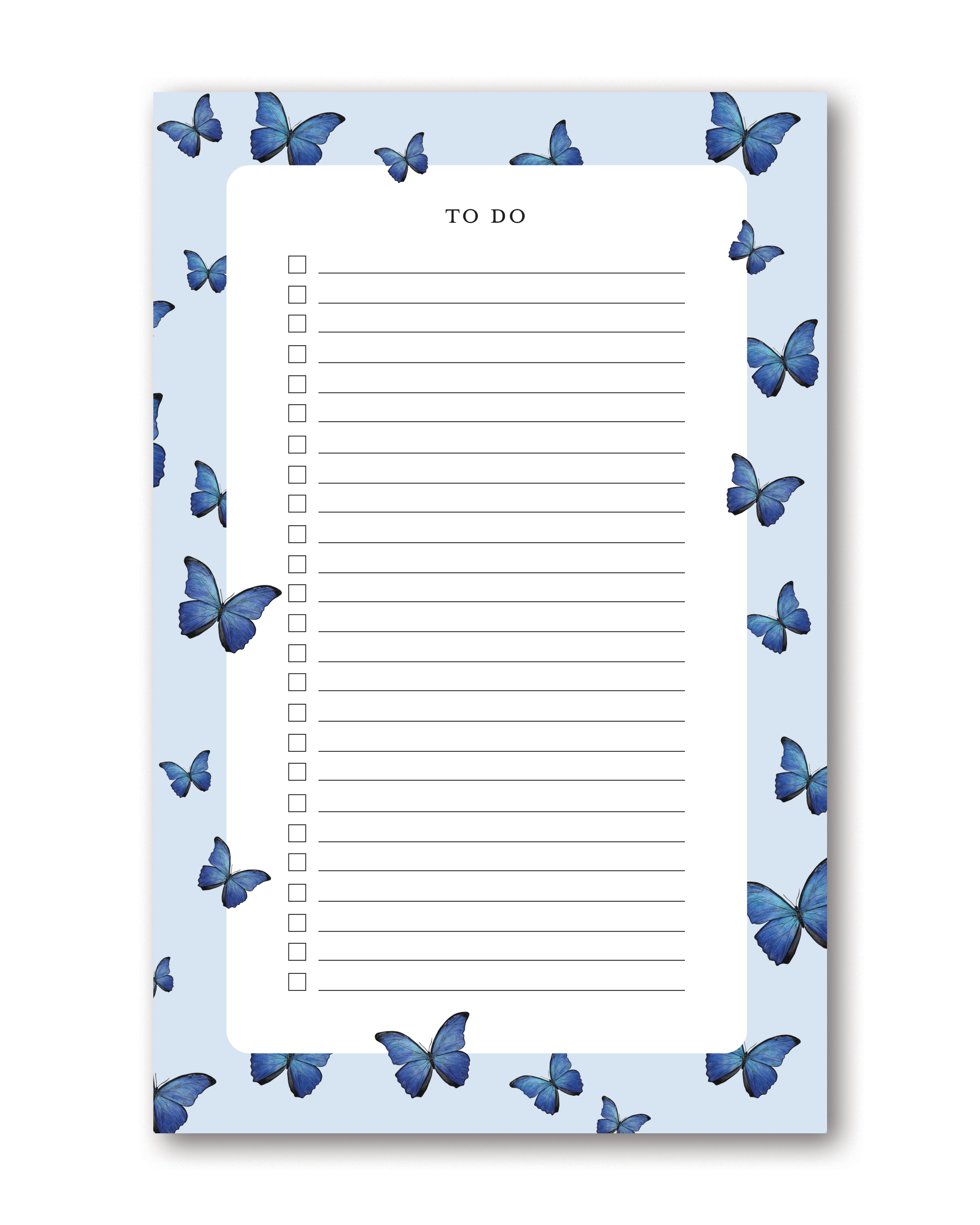 Color Blue Note Pad Blue Morpho To Do Notepad – Tara Feather Designs