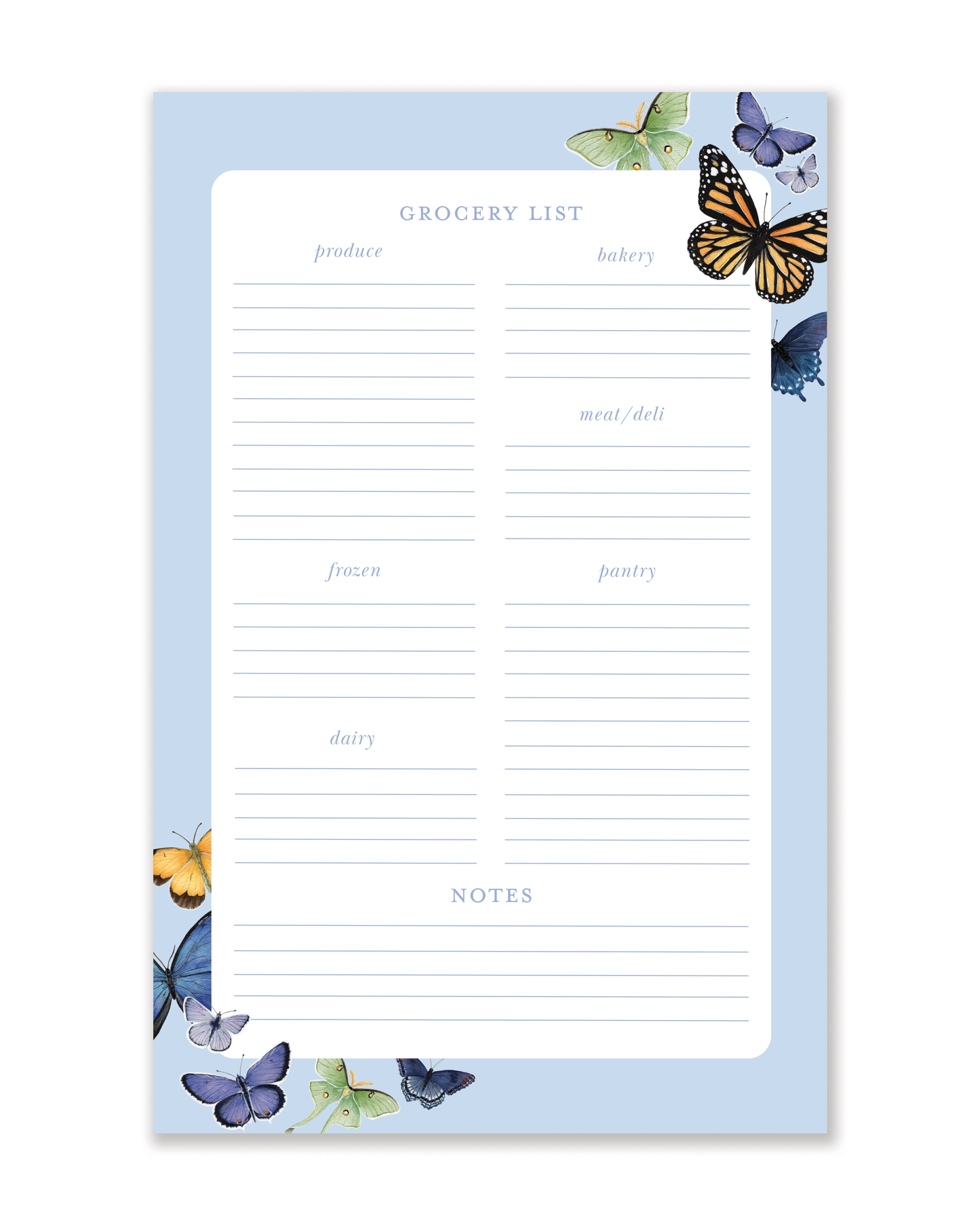 Butterfly Grocery List Notepad